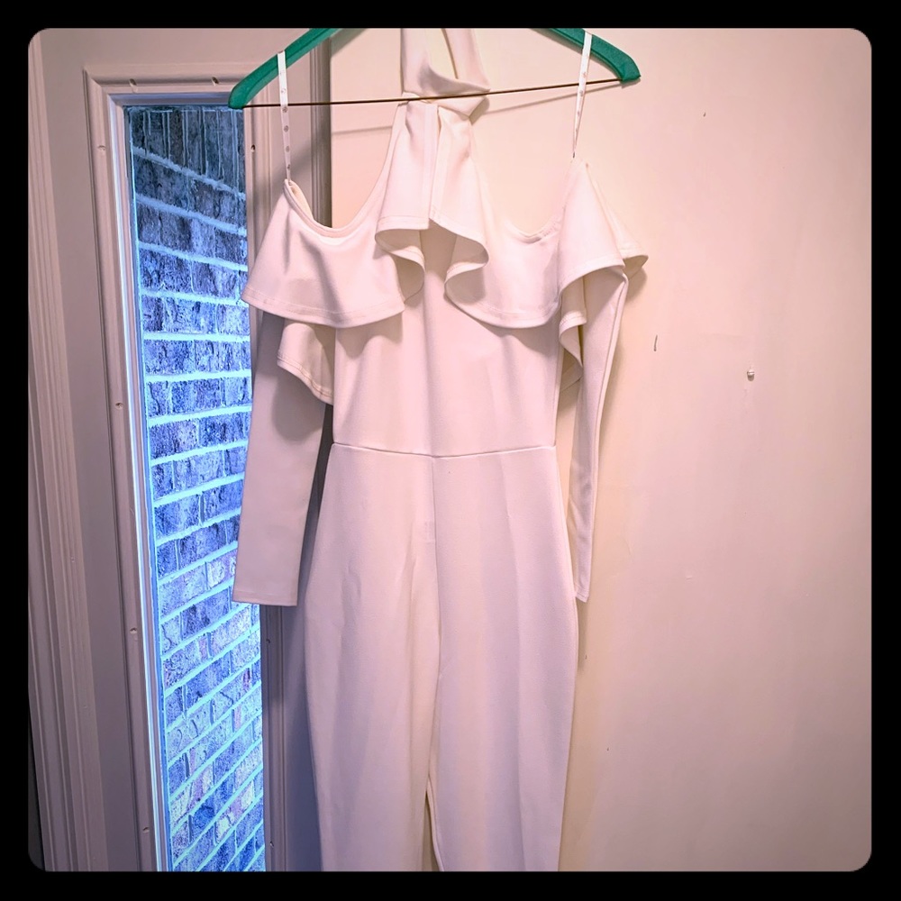 White form fitting jumpsuit